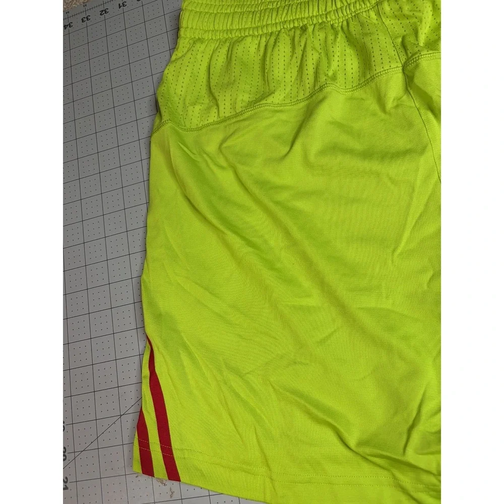 adidas Neon Yellow Athletic Shorts with Blue and Red Accents - Picture 7 of 8